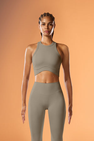 ButterEase™ Racerback Longline Bra - Fog Brown