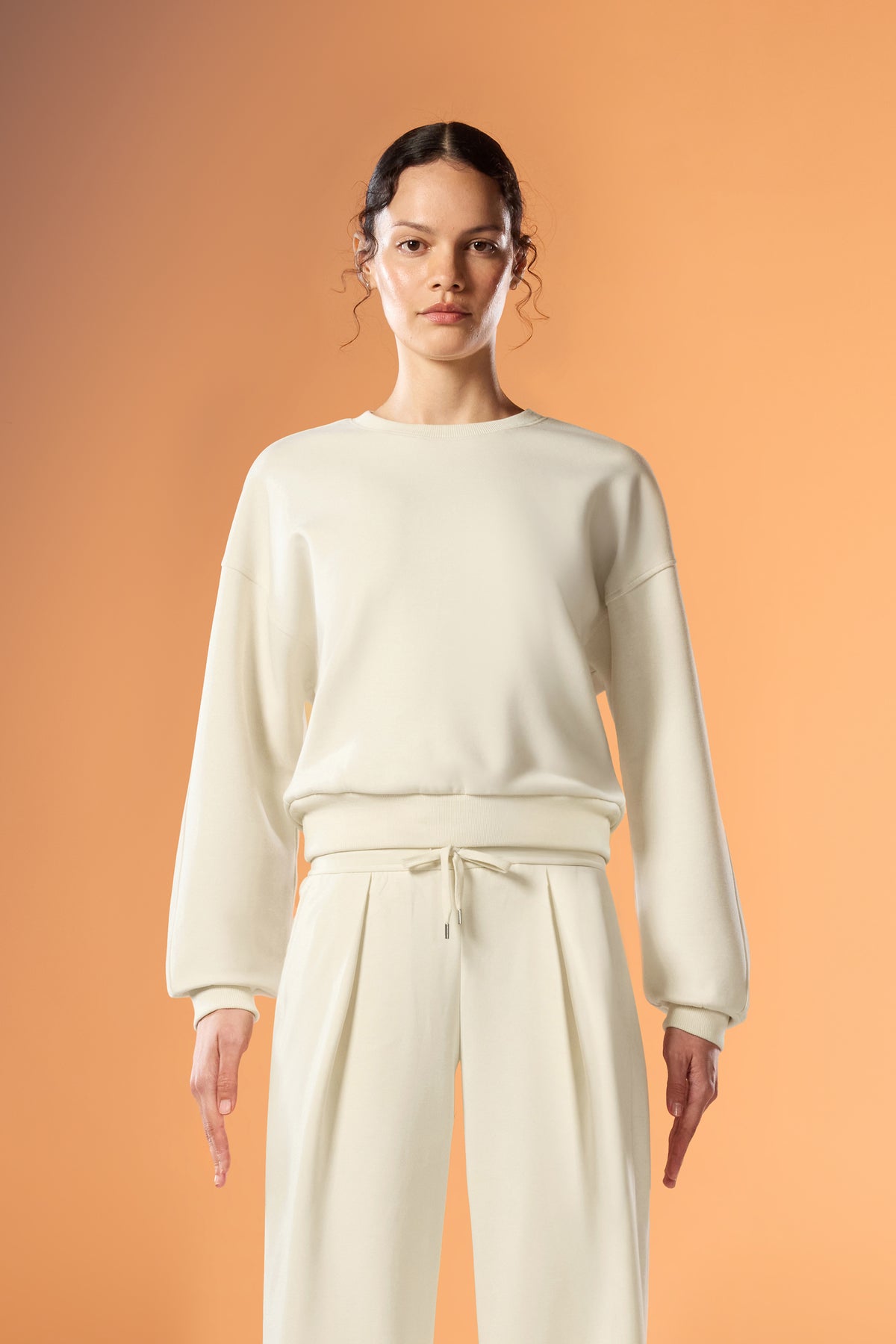 Easy Soft Oversized-Fit Cropped Crew - Light Beige