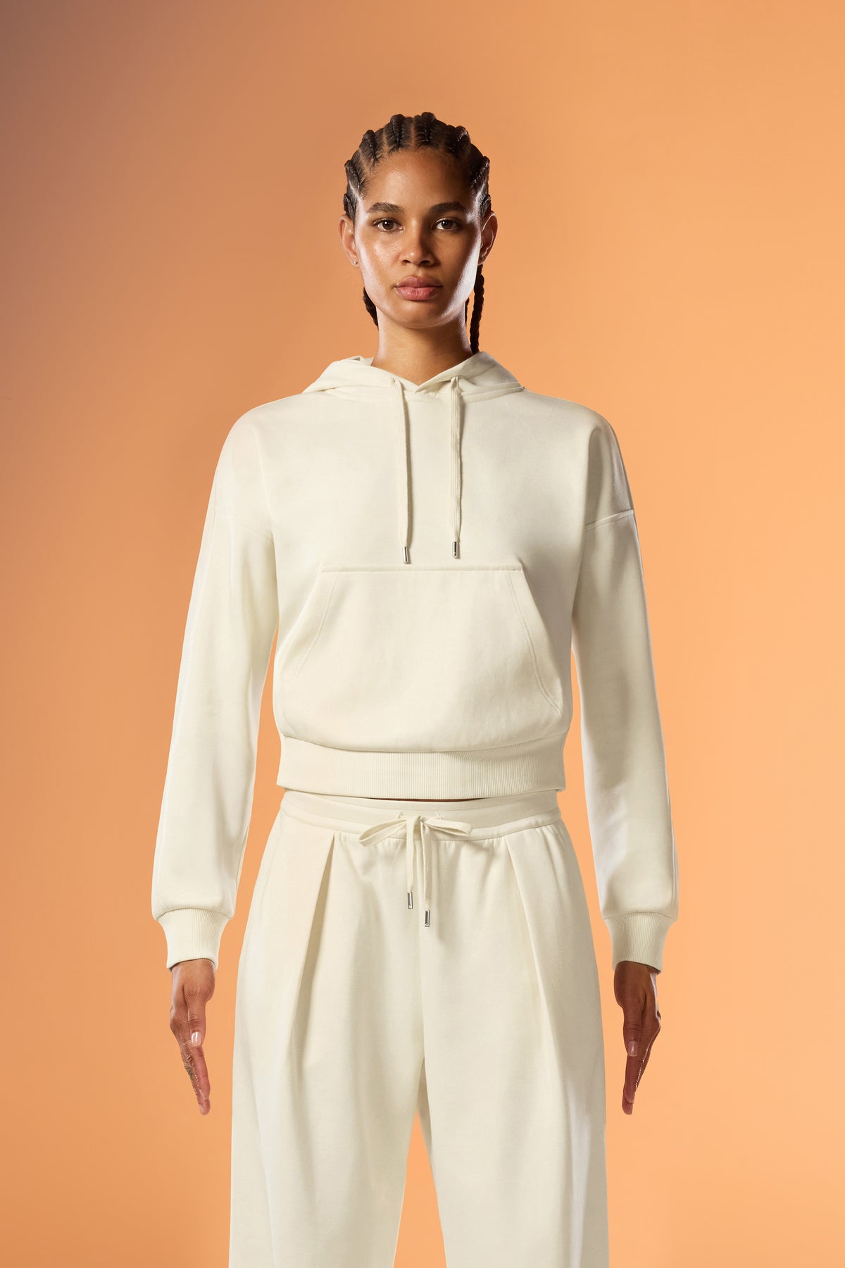 Easy Soft Oversized-Fit Cropped Hoodie - Light Beige