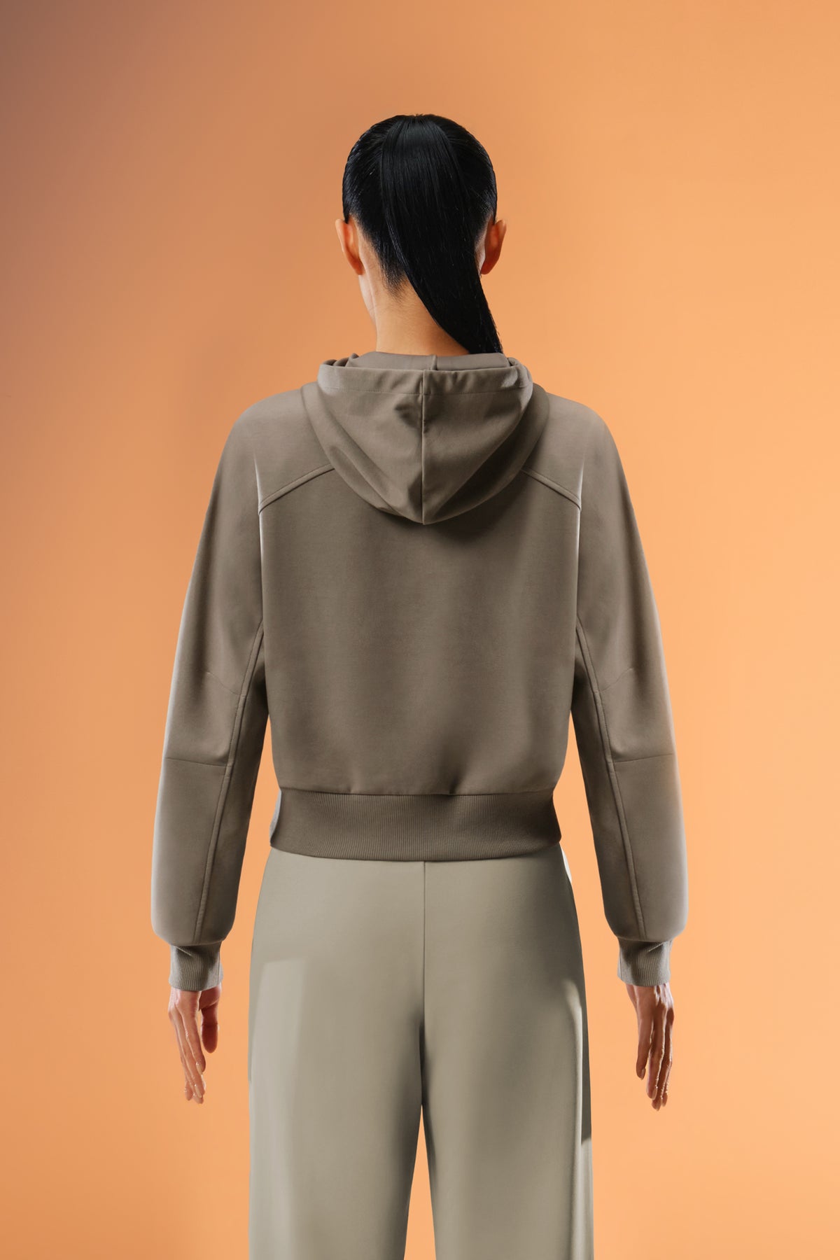 Easy Soft Oversized-Fit Cropped Hoodie - Fog Brown