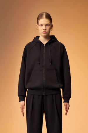 Easy Soft Oversized Full-Zip Hoodie - Black