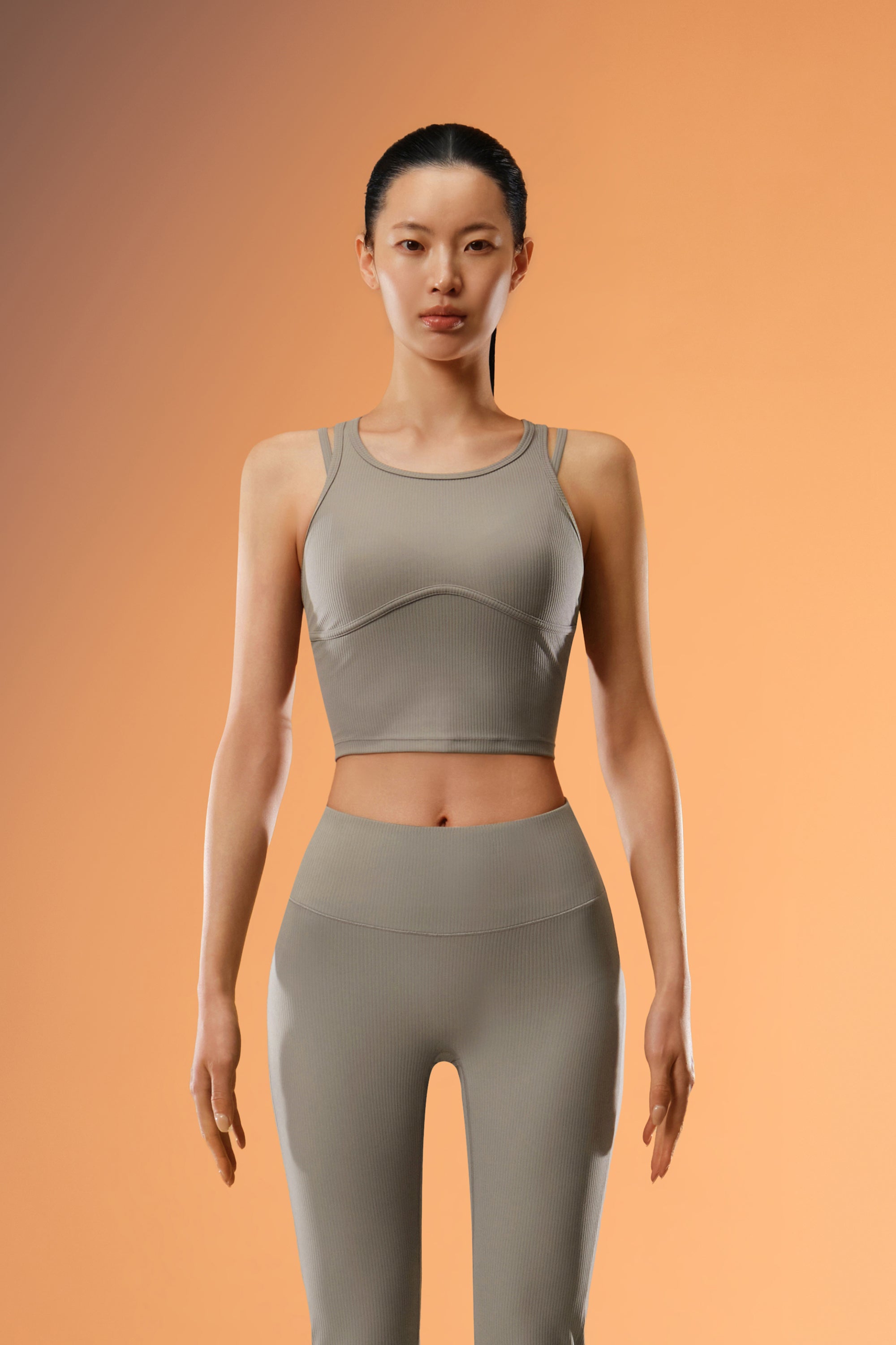 ButterEase™ Layered Longline Bra - Fog Brown