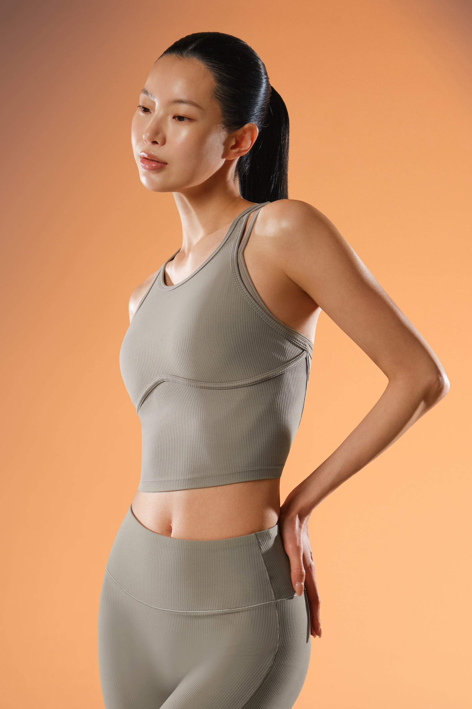 ButterEase™ Layered Longline Bra - Fog Brown