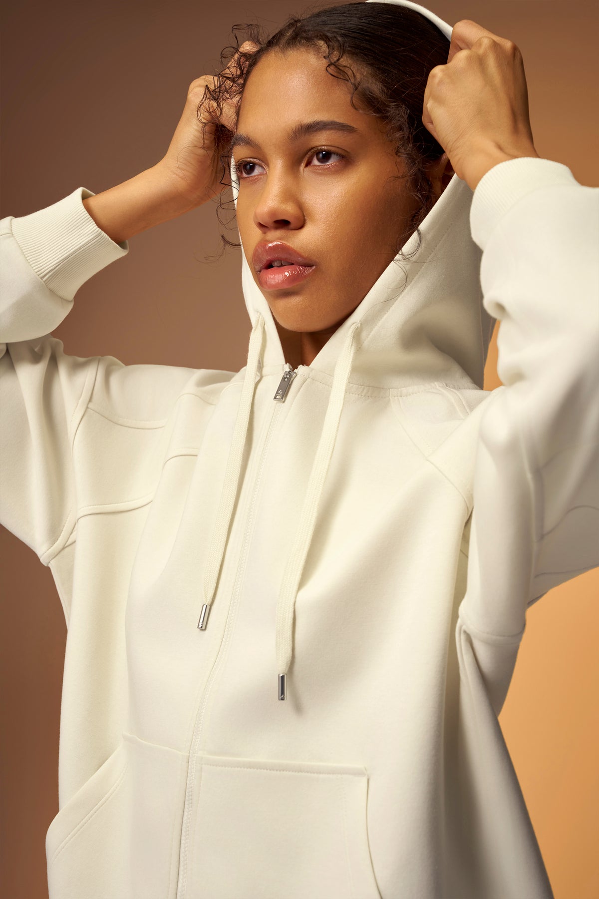 Easy Soft Oversized Full-Zip Hoodie - Light Beige