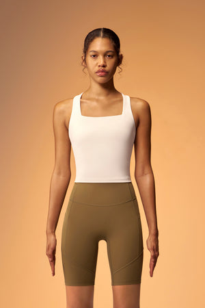 ButterFlow™ Square Neck Longline Bra B/C Cups - White